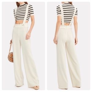 NWT Ronny Kobo Adelie Overall Jumpsuit Wide Leg With Straps Ivory Cream Size L